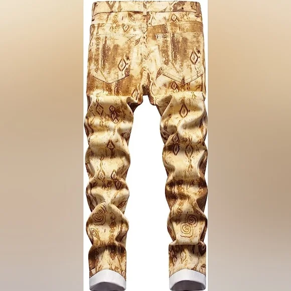 New Mens Painted Designer Slim Fit Jeans Multiple Sizes - Picture 3 of 5